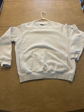 Zara Men's Crewneck Sweatshirt - Light Cream Pullover